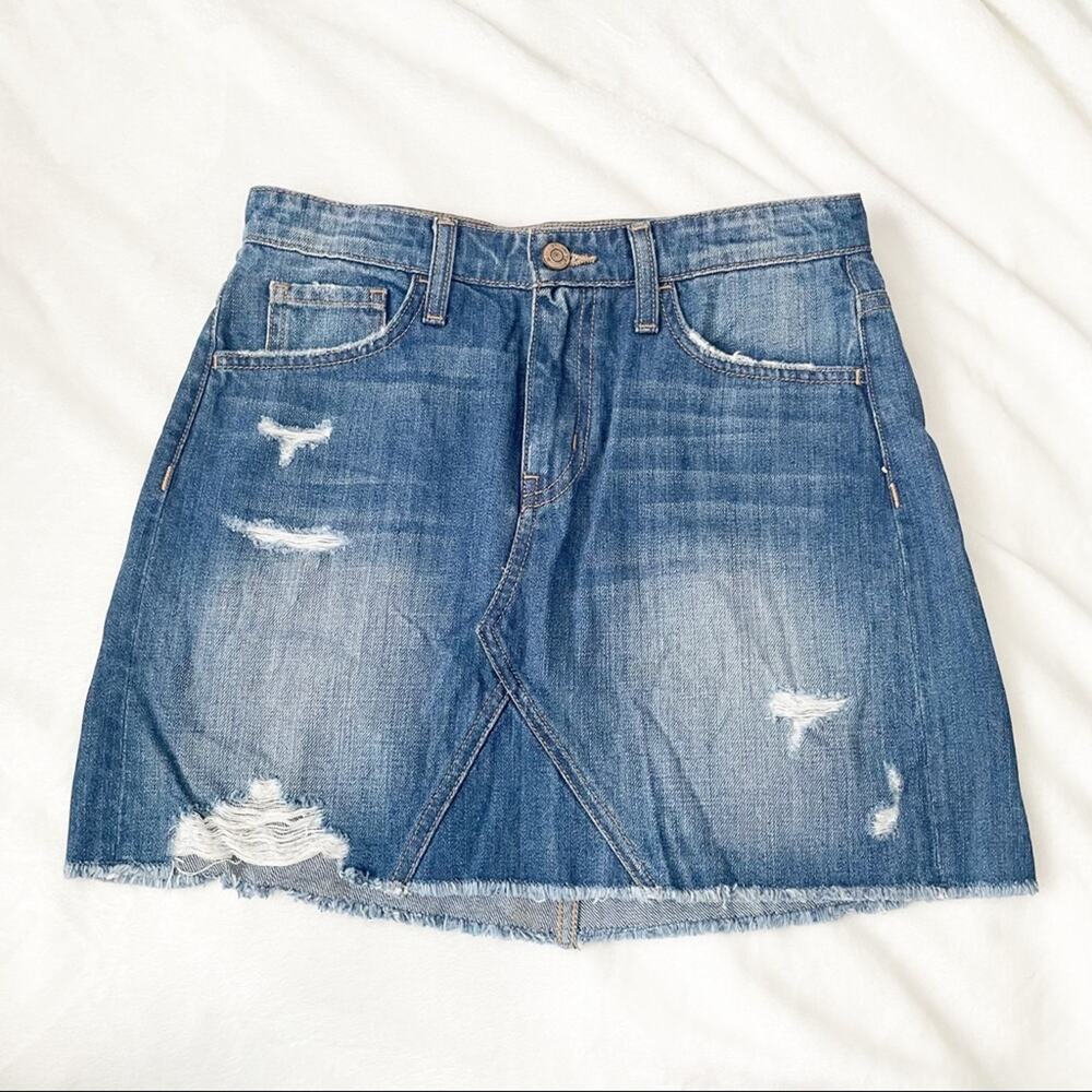 Flying Monkey ripped distressed jean skirt blue denim mini size 25 Cotton